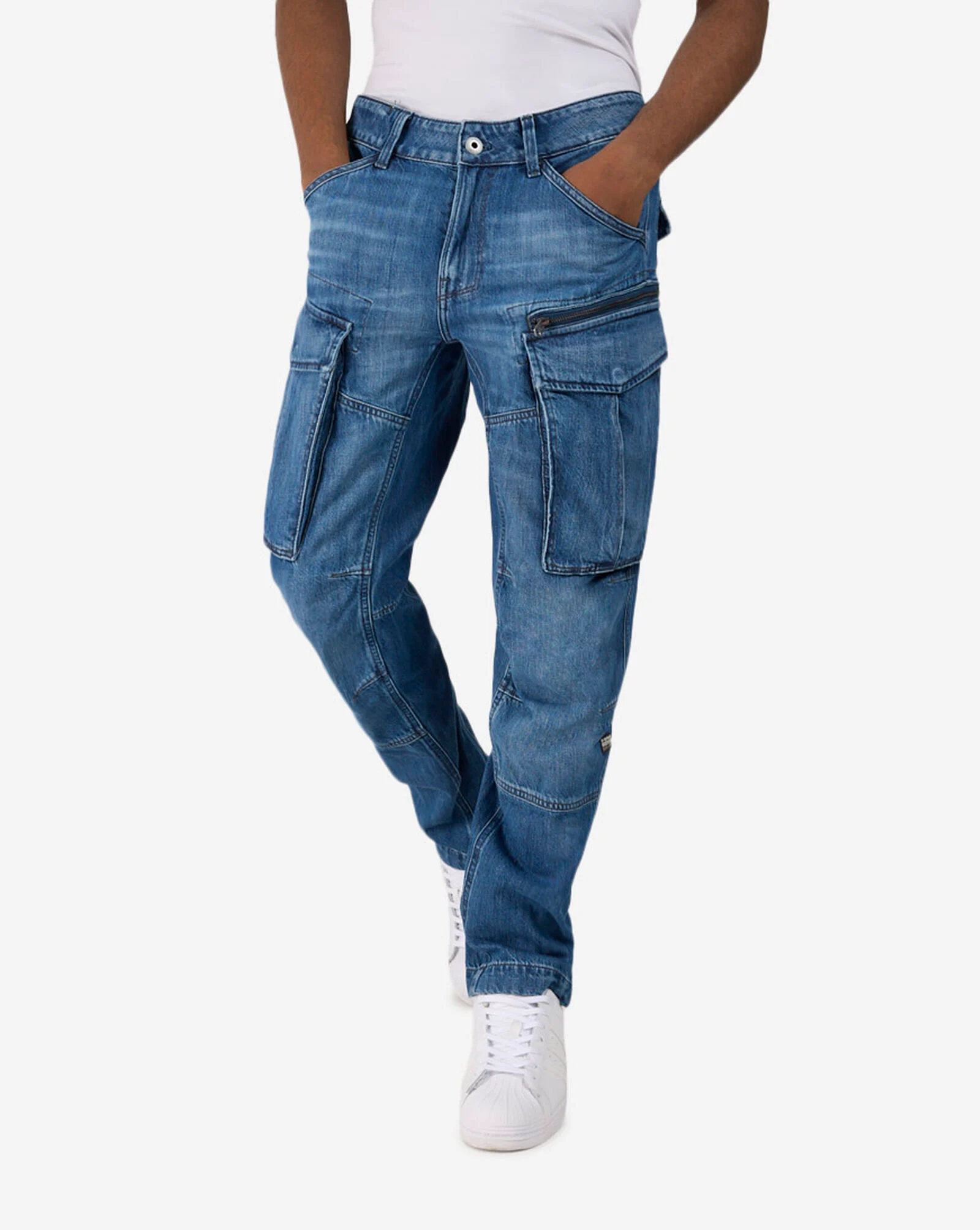 Rovic Zip 3D Regular Tapered Denim Jeans Faded Cliffside