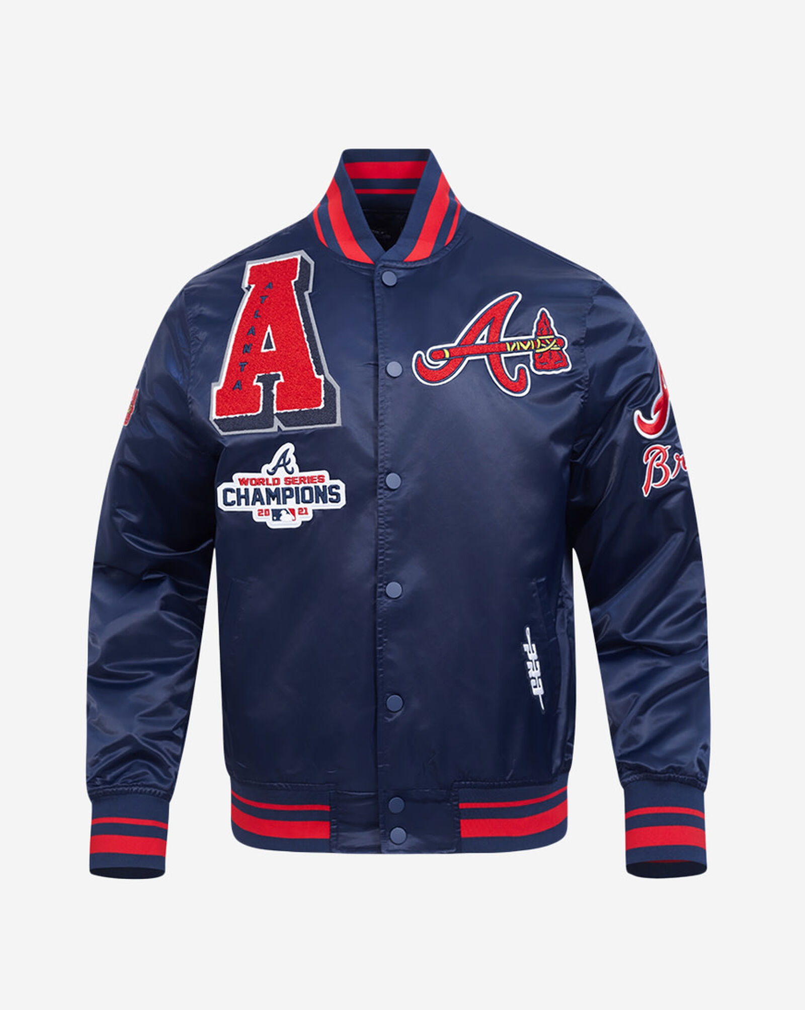 Atlanta Braves Mashup Rib Satin Jacket Midnight Navy | Red