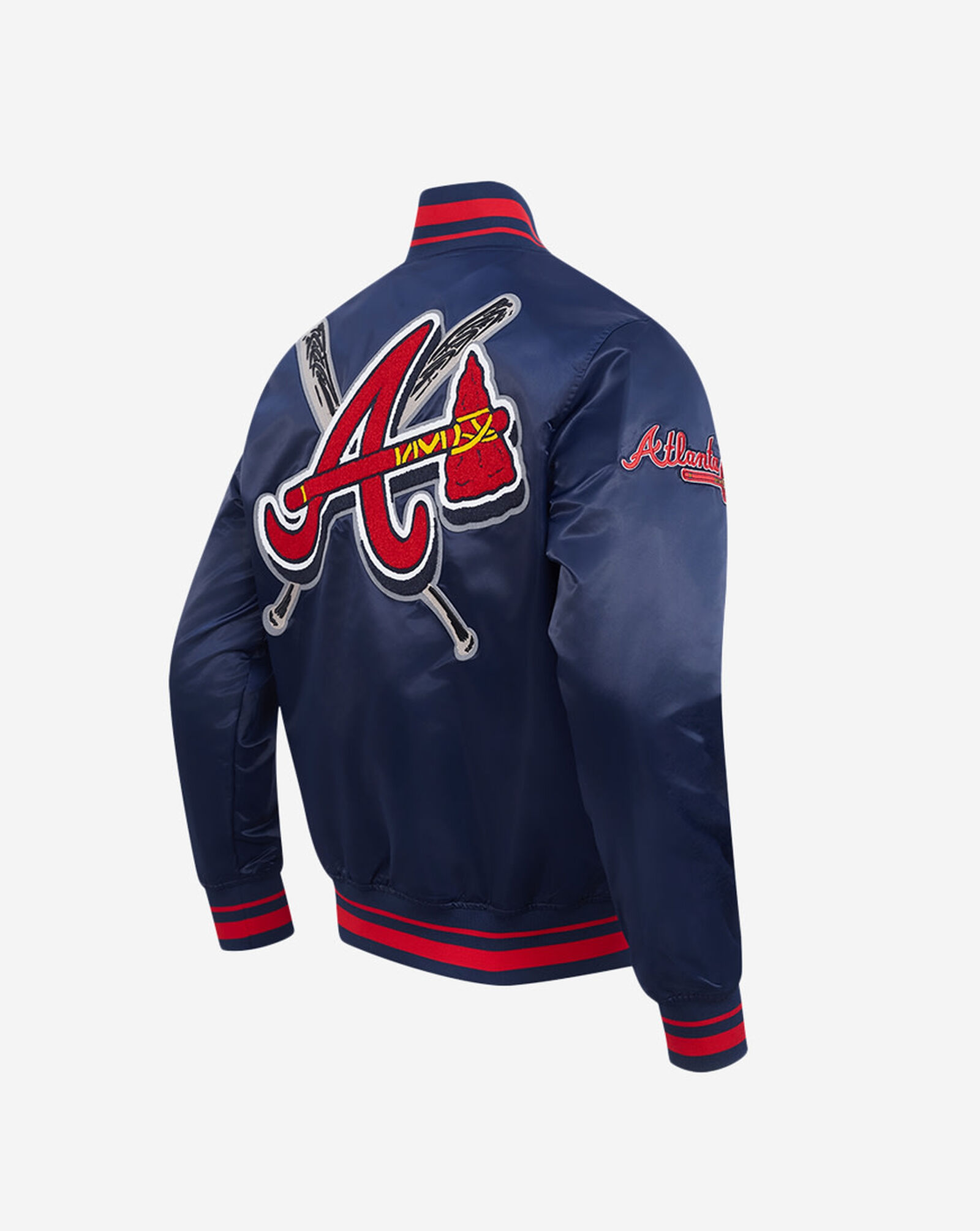 Atlanta Braves Mashup Rib Satin Jacket Midnight Navy | Red