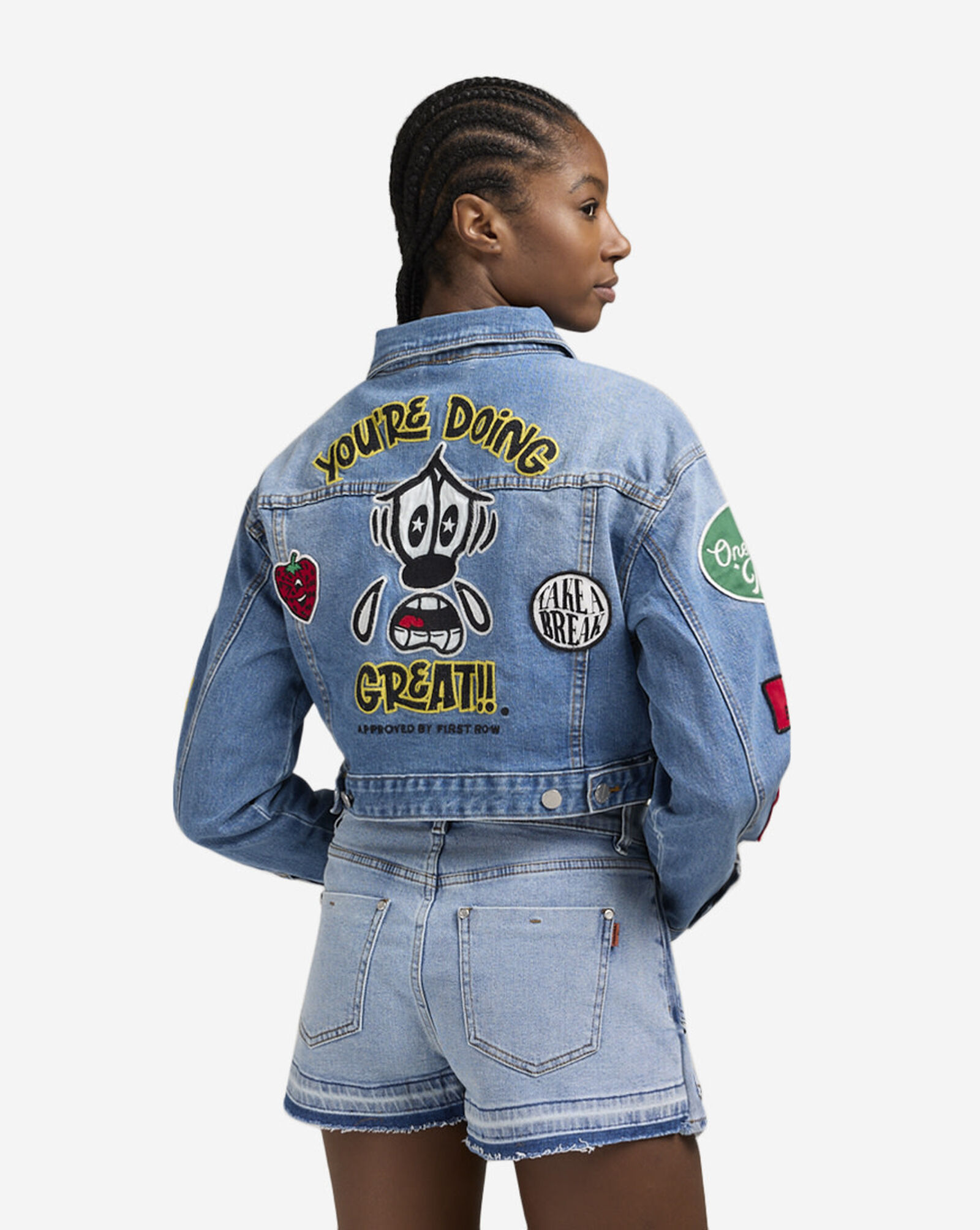Denim Varsity Crop Jacket Blue