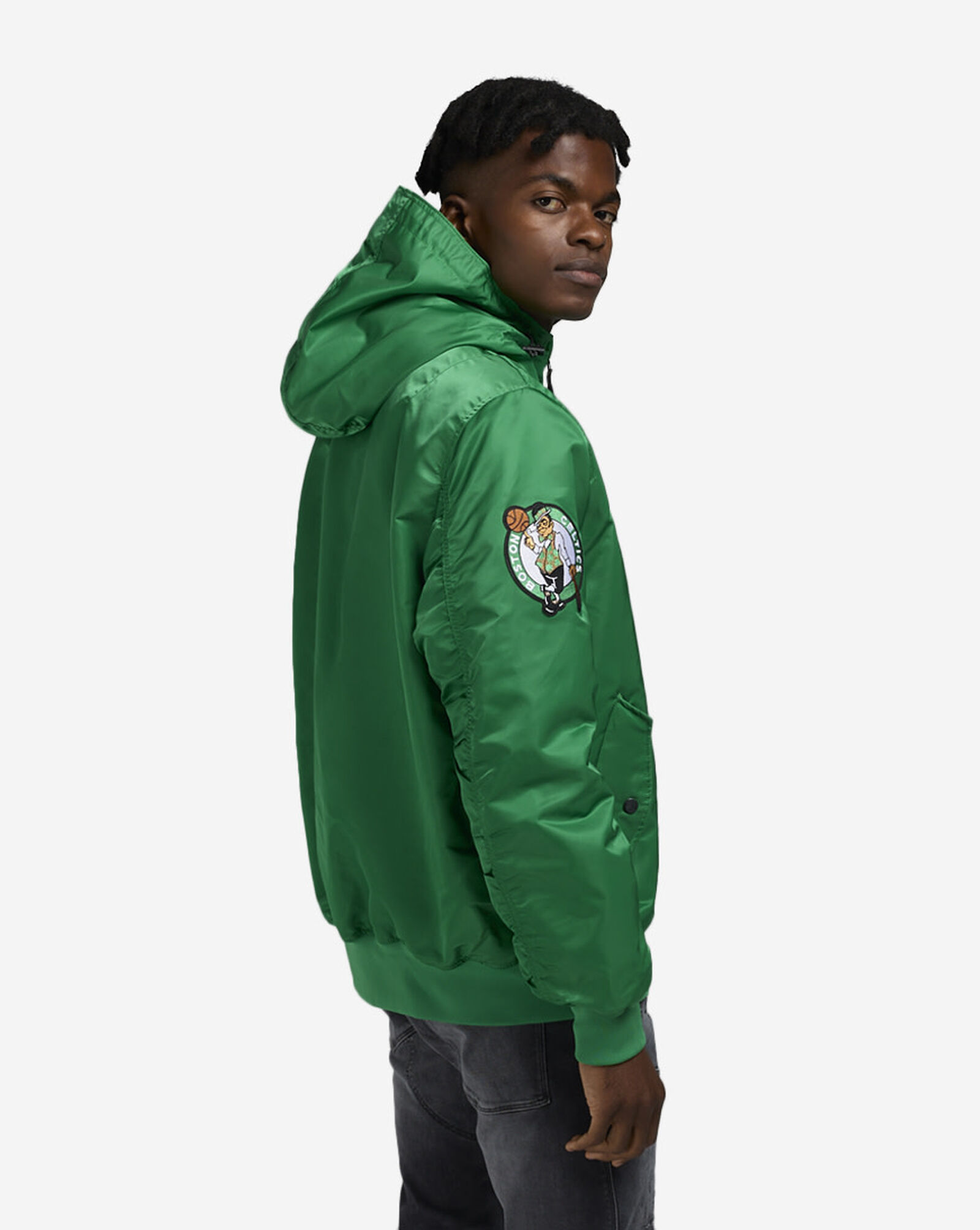 Alpha Industries Historic L-2B Boston Celtics Hooded Bomber Jacket Green