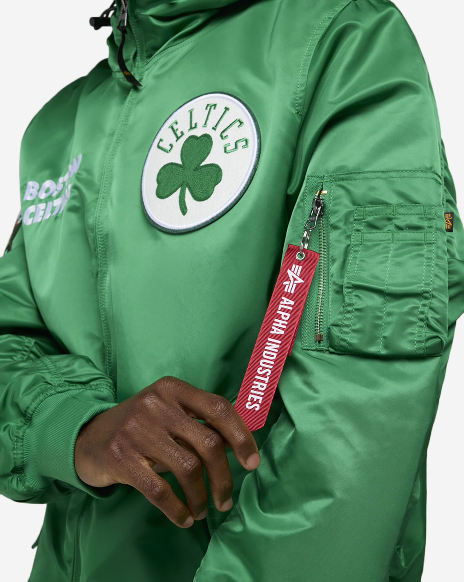 Alpha Industries Historic L-2B Boston Celtics Hooded Bomber Jacket Green