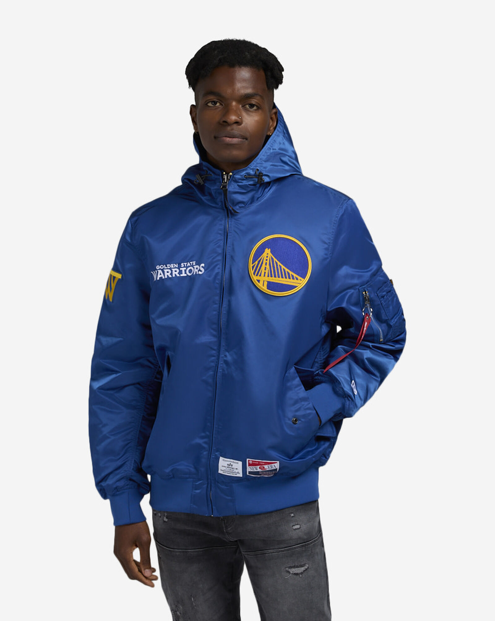 Alpha Industries Historic L-2B Golden State Warriors Hooded Bomber Jacket  Blue