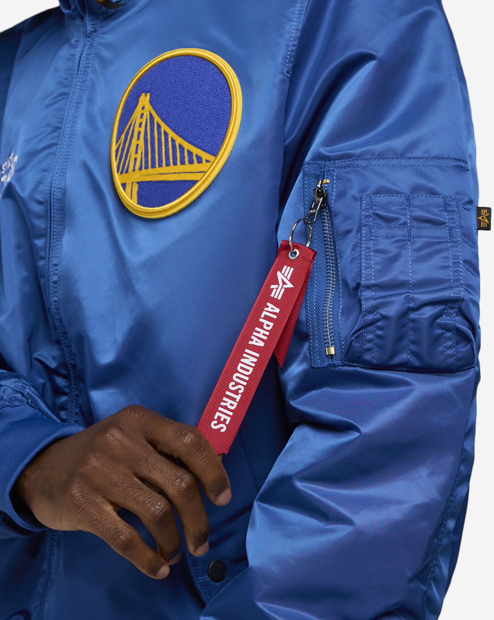 Alpha Industries Historic L-2B Golden State Warriors Hooded Bomber Jacket  Blue
