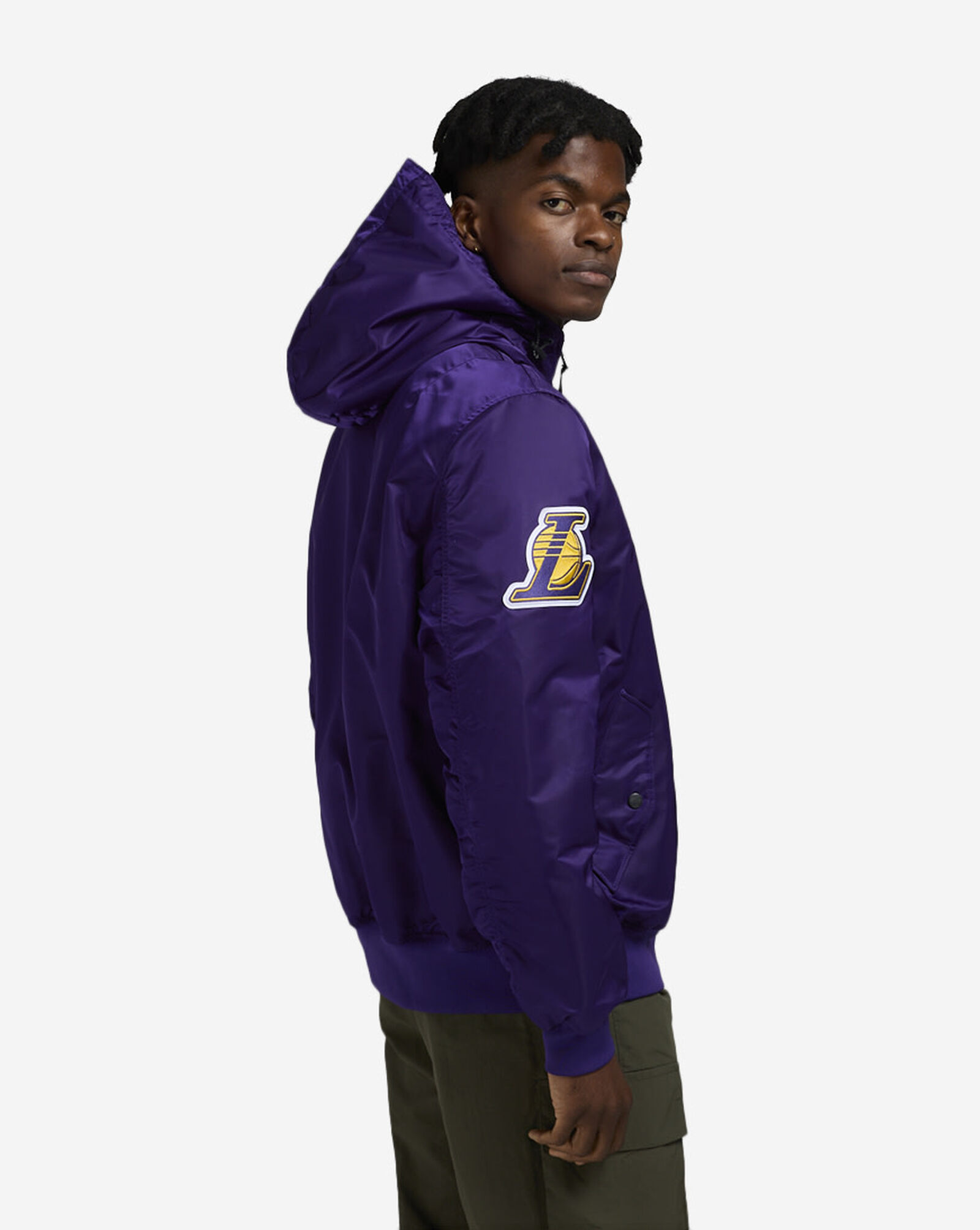 Alpha Industries Historic L-2B Los Angeles Lakers Hooded Bomber Jacket Purple