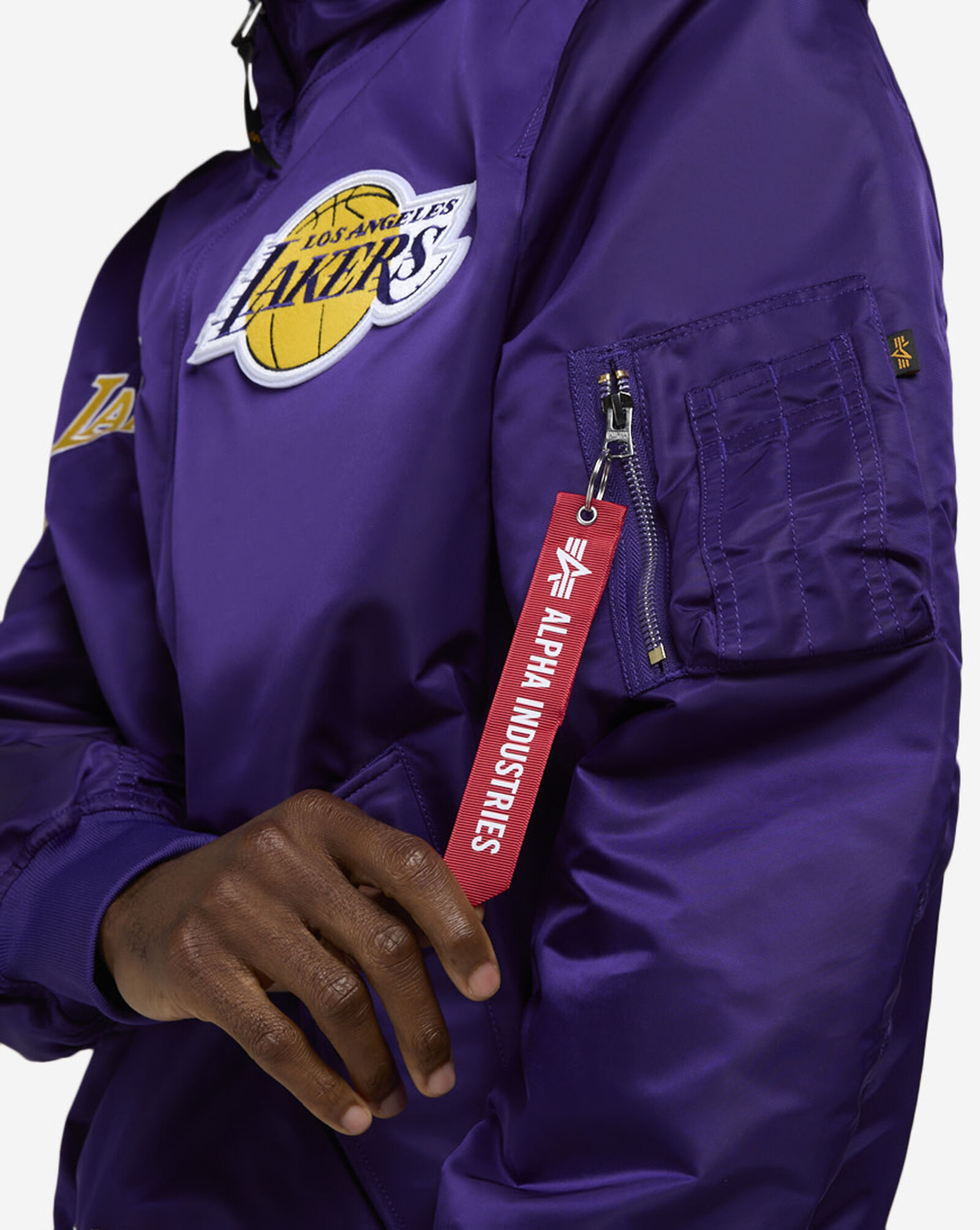 Alpha Industries Historic L-2B Los Angeles Lakers Hooded Bomber Jacket Purple