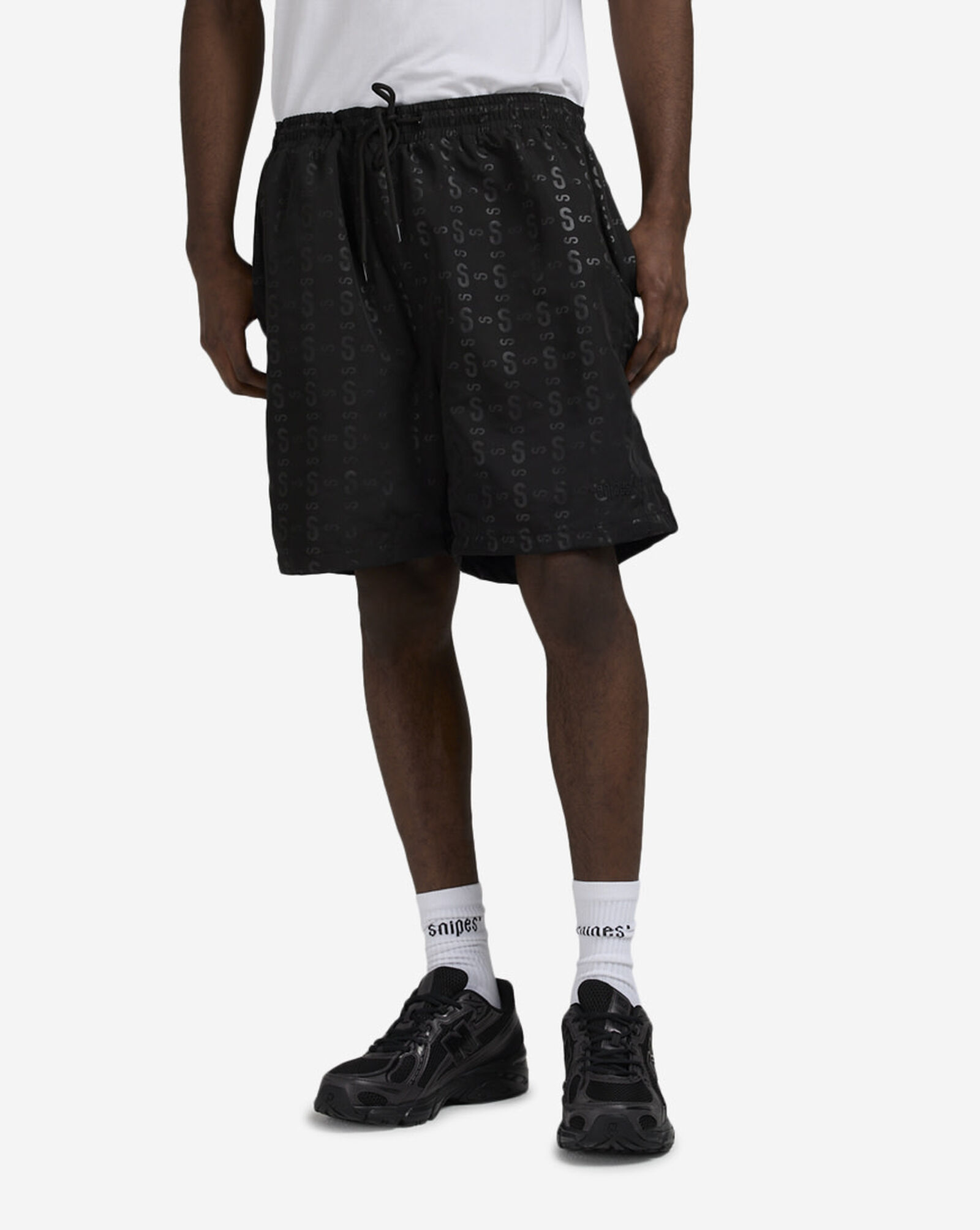 Logo Repeat Nylon Shorts Black
