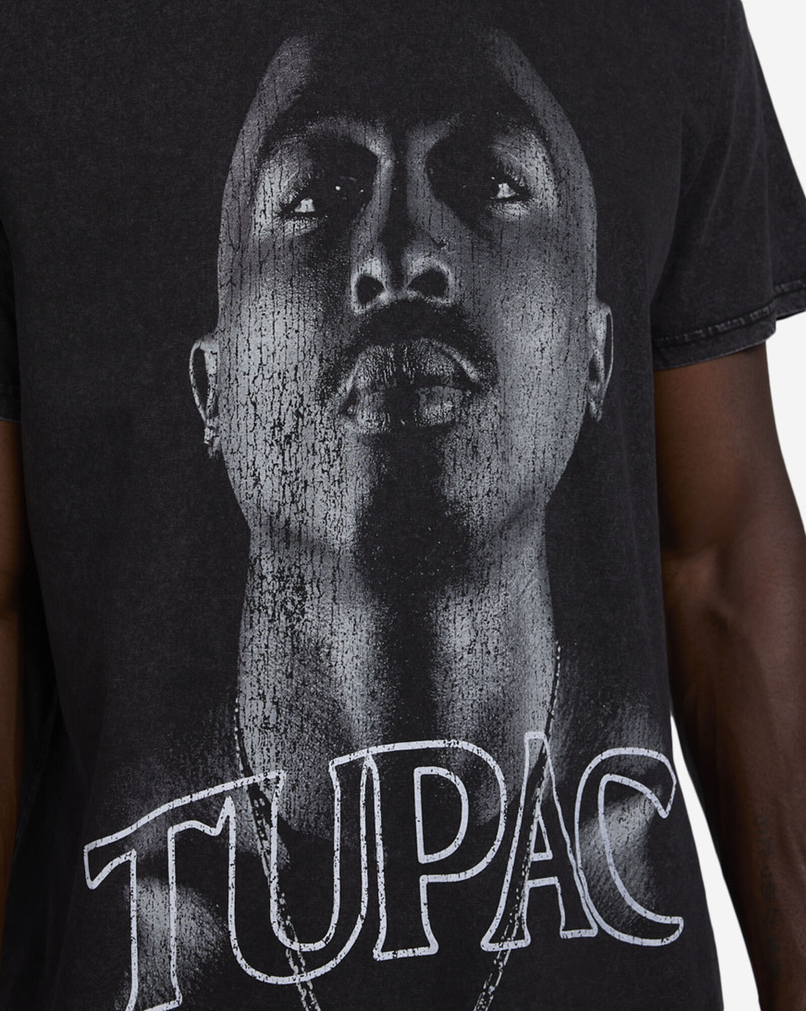 Tupac Head Up Grainy Tee Black 3 Tupac Head Up Grainy Tee Black