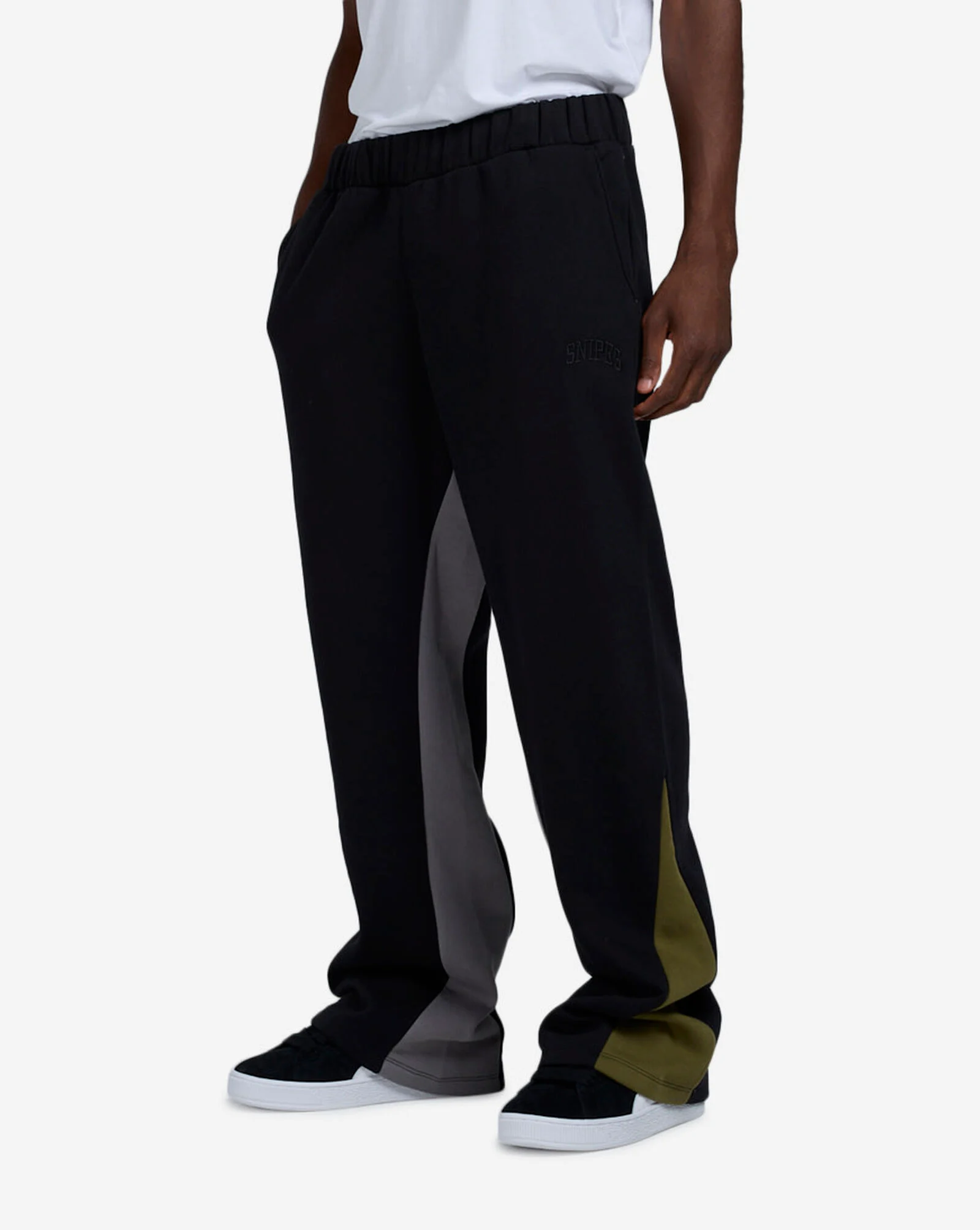 Contrast Flare Pants Black