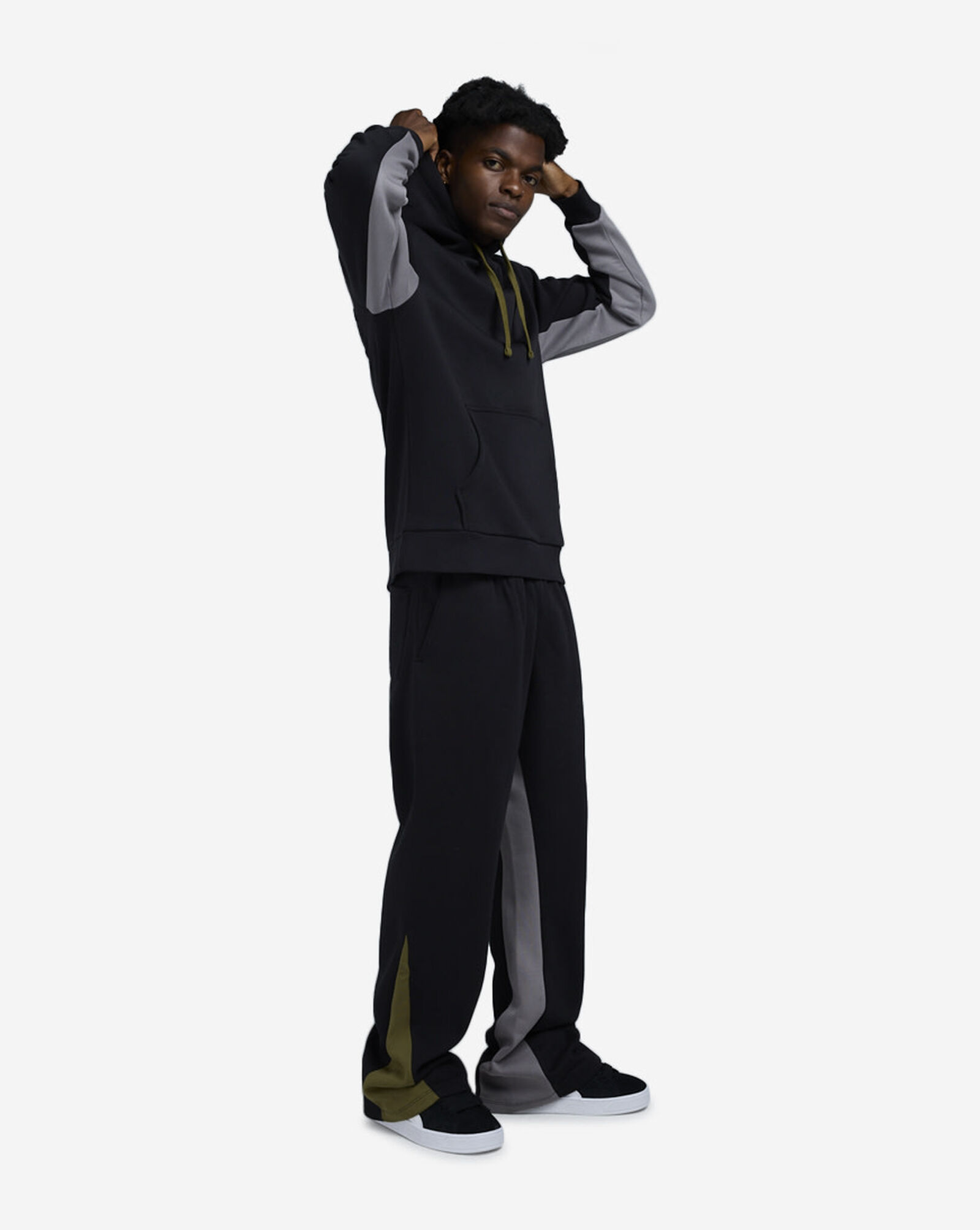 Contrast Flare Pants Black