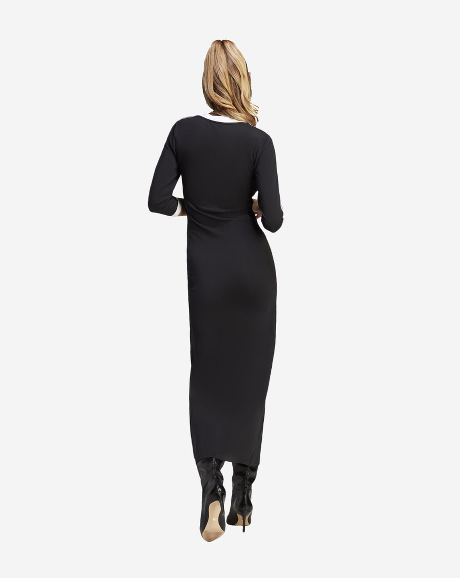 3/4 Sleeve Maxi V Neck Dress Black