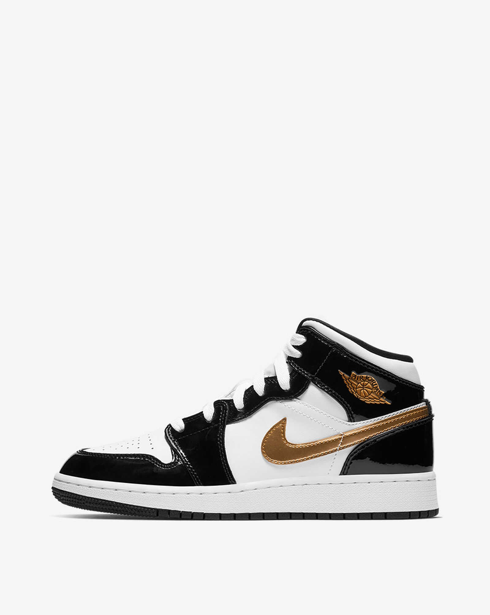 Grade School Air Jordan 1 Mid Se Black | White | Metallic Gold