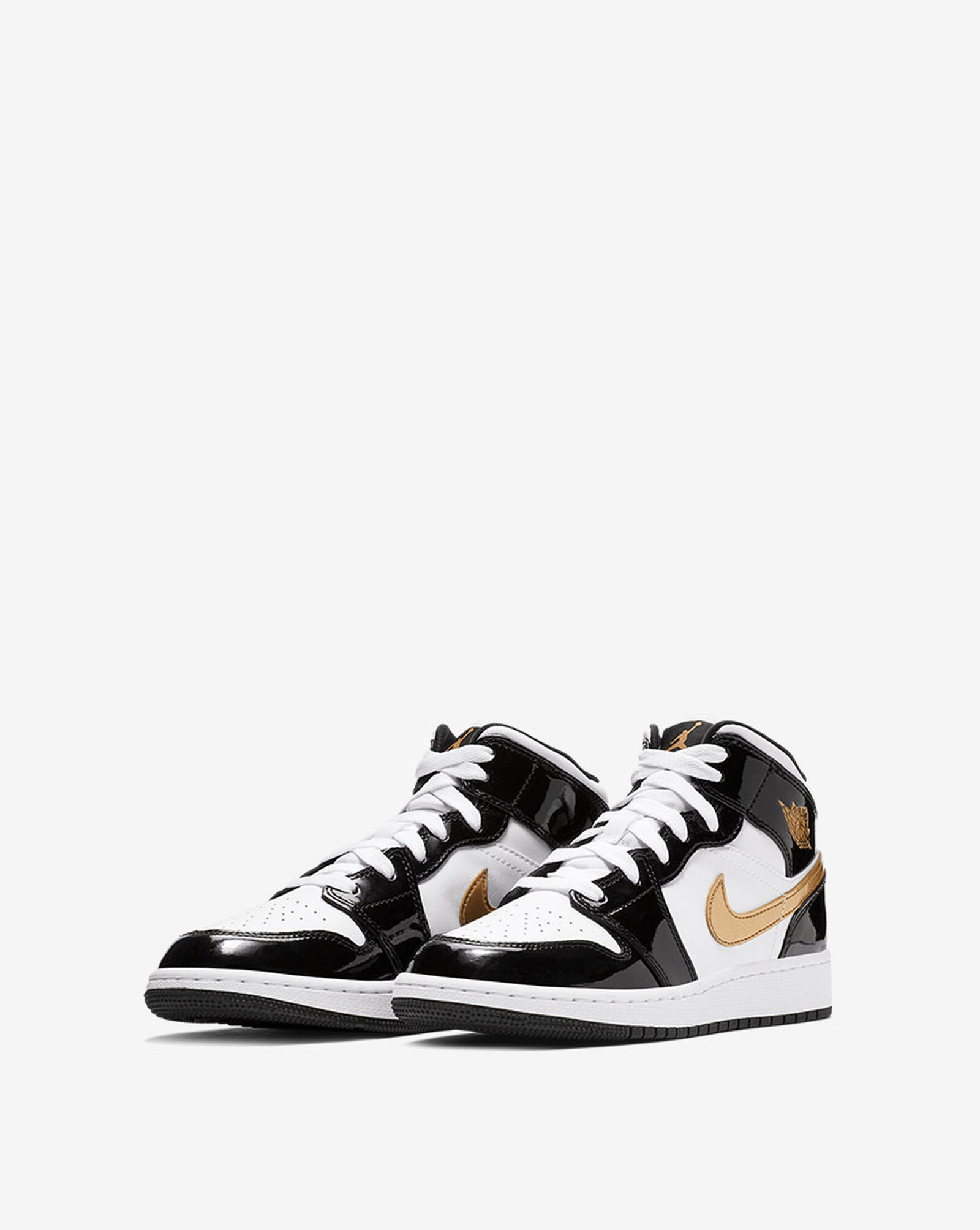 Grade School Air Jordan 1 Mid Se Black | White | Metallic Gold