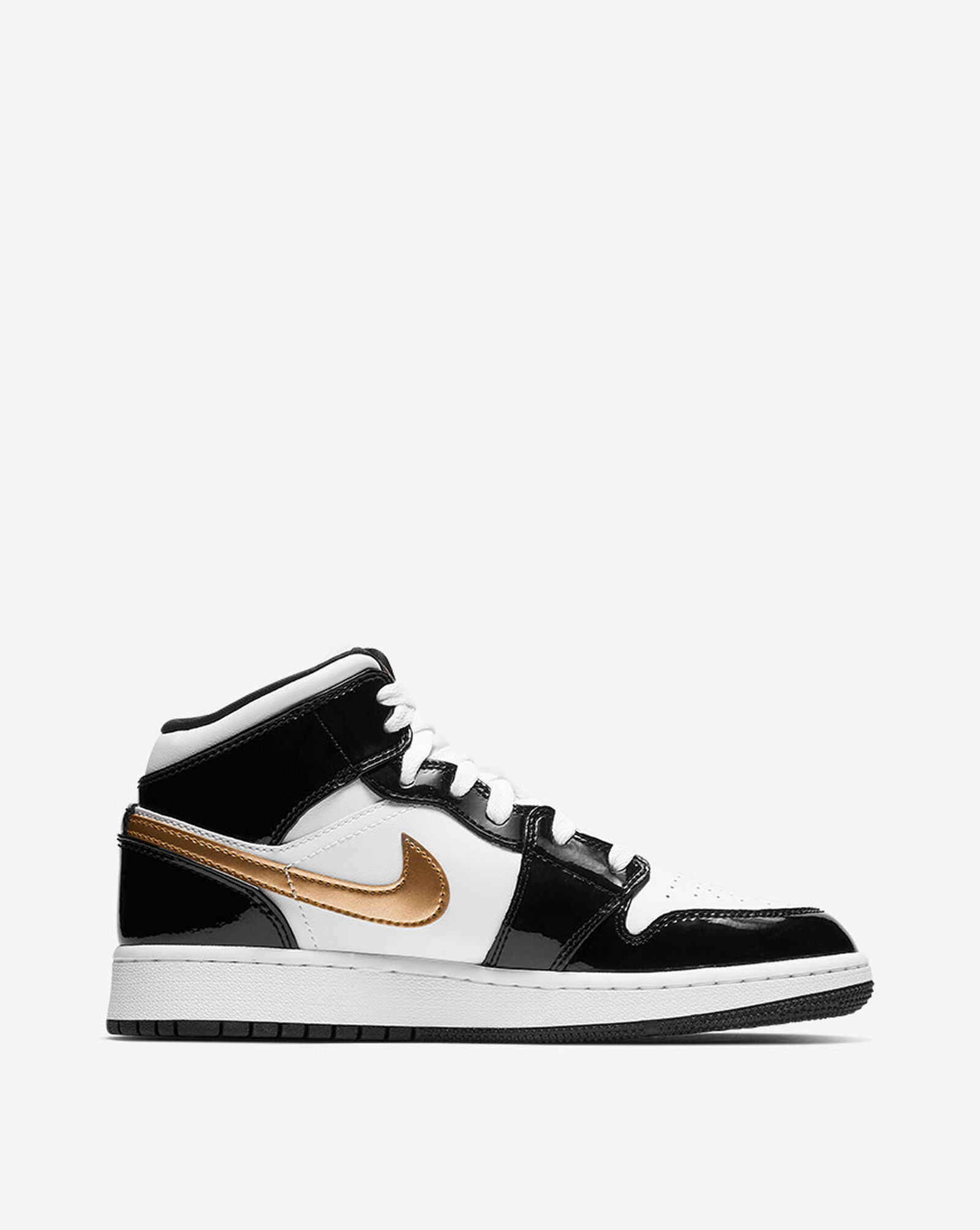 Grade School Air Jordan 1 Mid Se Black | White | Metallic Gold