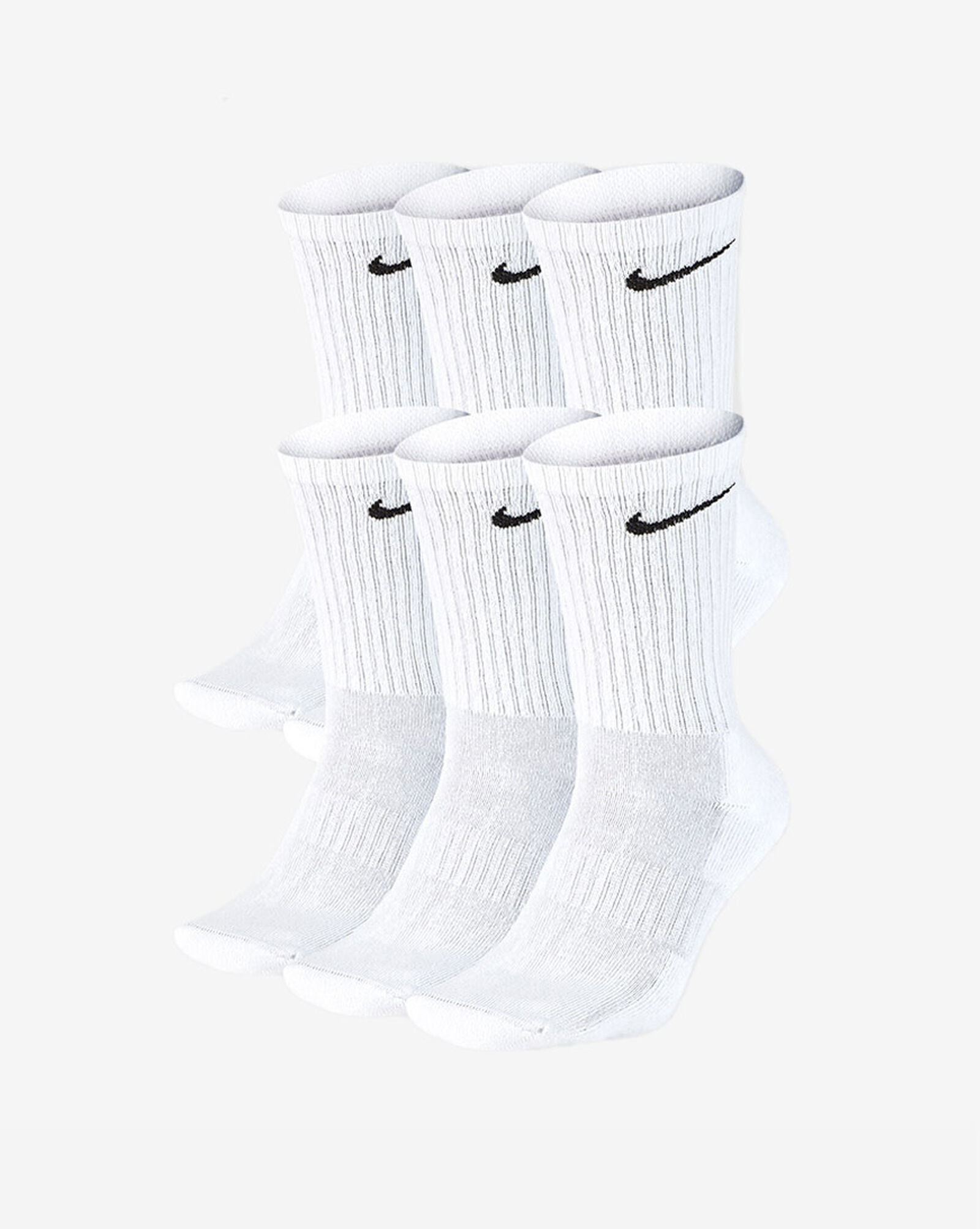 6PK Everyday Cushioned Training Crew Socks White | Black