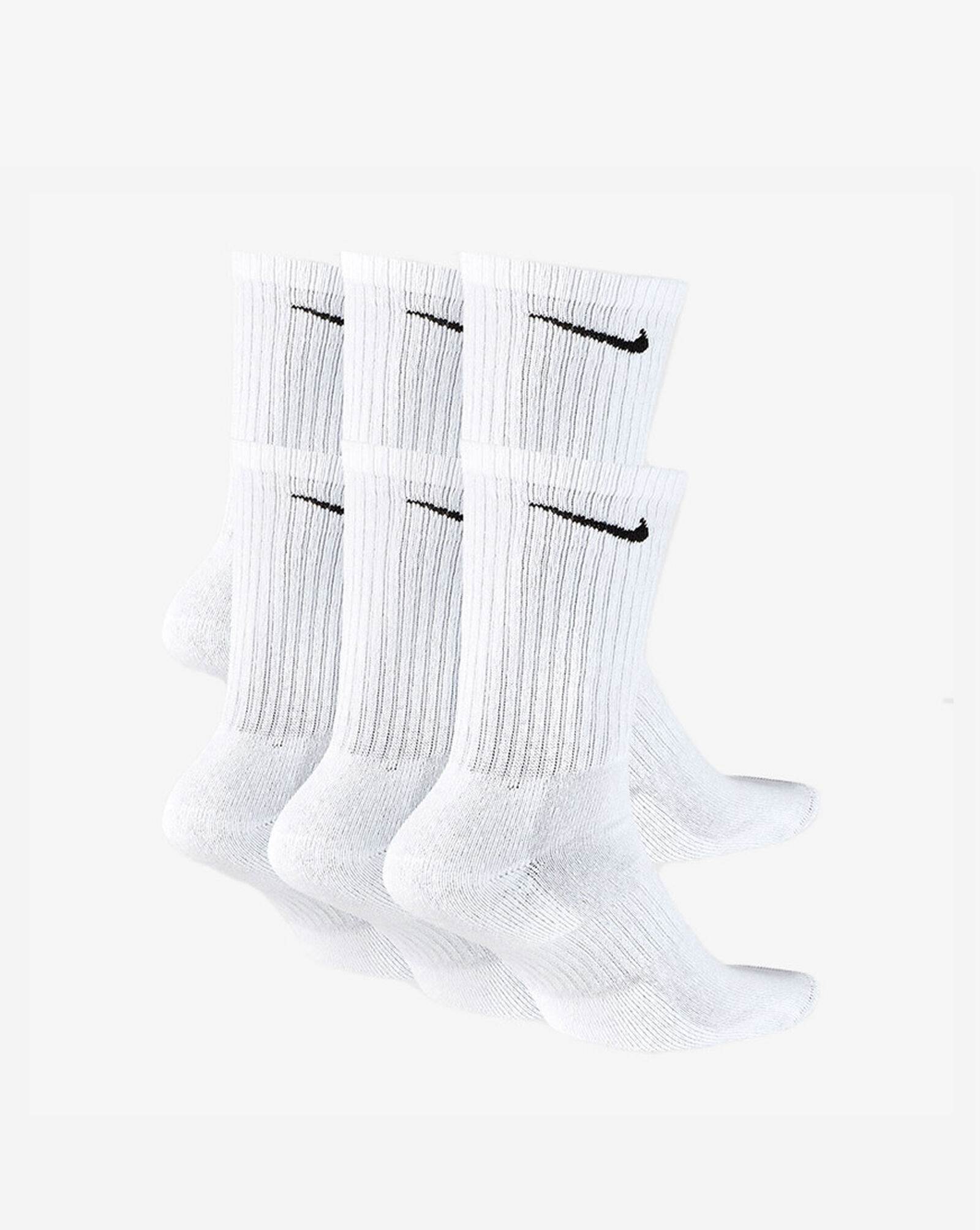 6PK Everyday Cushioned Training Crew Socks White | Black