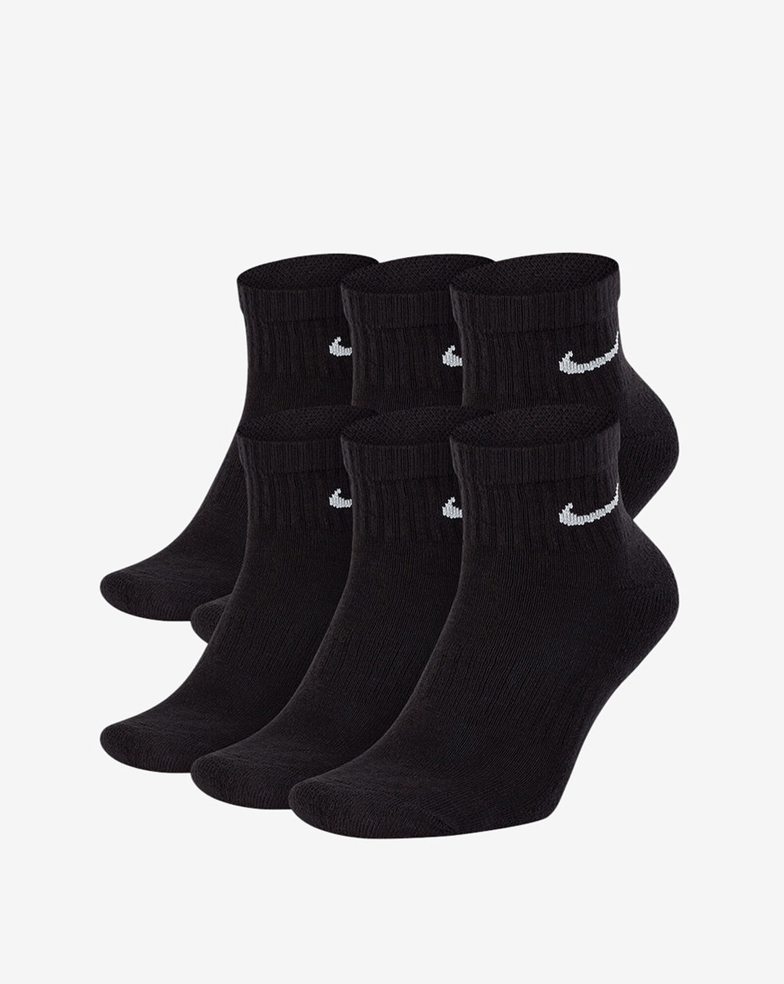 6Pk Everyday Cushioned Training Ankle Socks Black | White